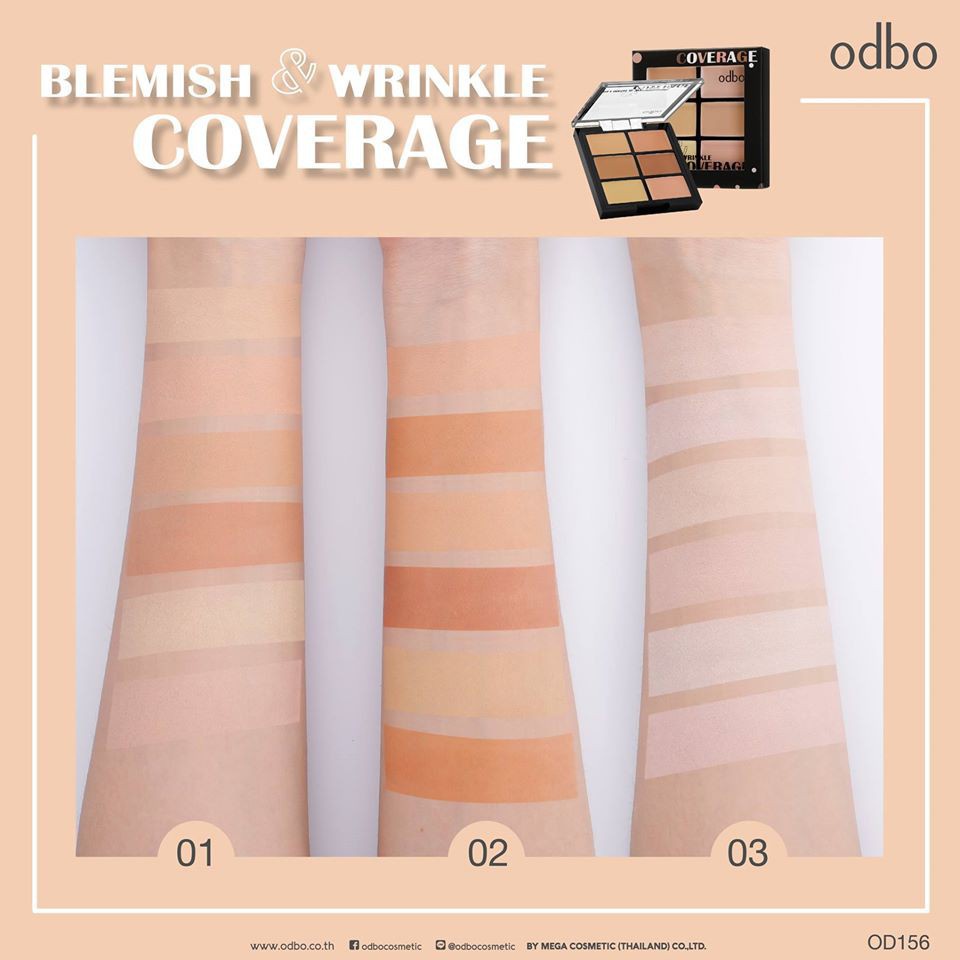 Bảng Kem Che Khuyết Điểm Mụn Và Hiệu Chỉnh Màu Da Tự Nhiên Odbo Blemish &amp; Wrinkle Coverage OD156 No.01