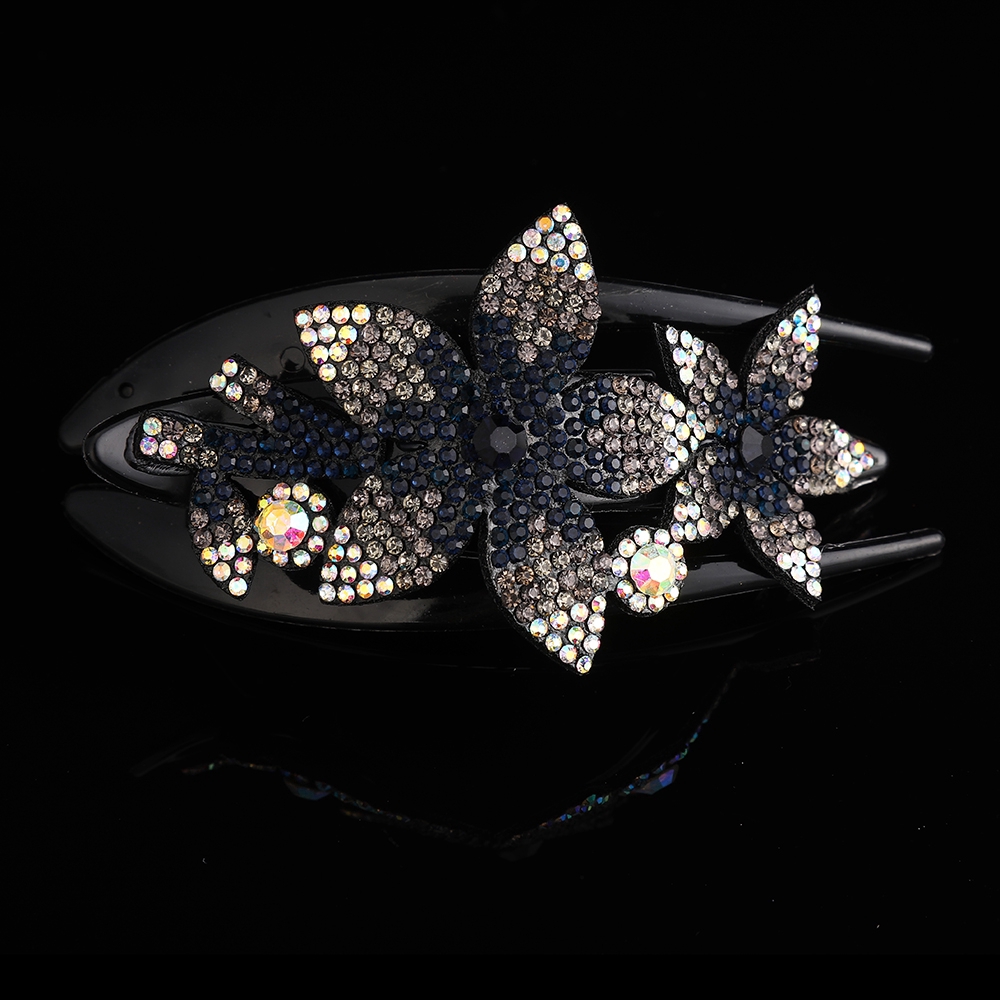 Kẹp tóc họa tiết hoa đính đá thời trang cho nữ