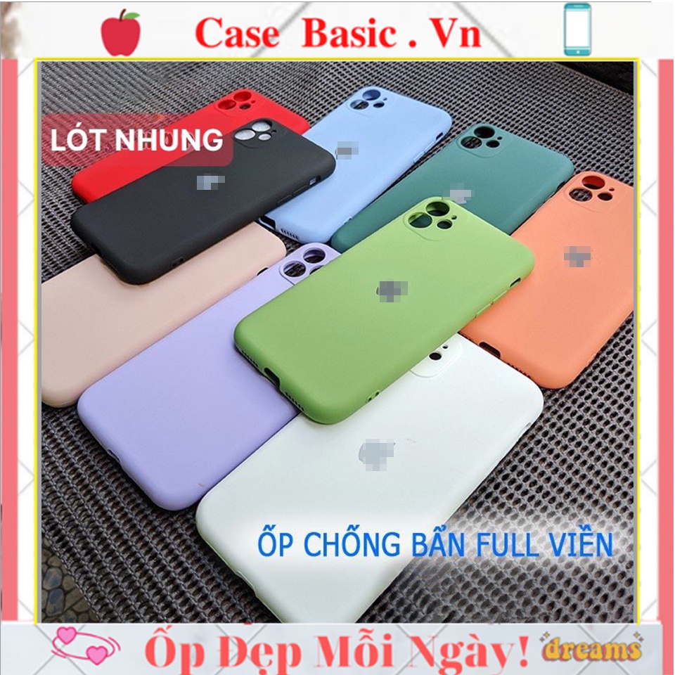 ốp lưng iphone CHỐNG BẨN FULL VIỀN  lót nhung mịn bảo vệ camera  6 6plus 7 7plus 8 x xsmax 11 12 13 plus pro max promax