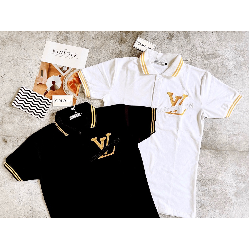 [FREE SHIP] ÁO THUN CỔ BẺ LVN HAI MÀU TRẮNG ĐEN DỄ PHỐI ĐỒ LỊCH LÃM SANG TRỌNG VLTN SHOP