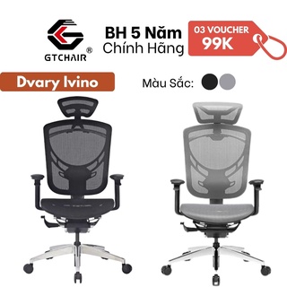 Ghế công thái học văn phòng gtchair dvary ivino gen ii tay 5d lưng đen lưới xám