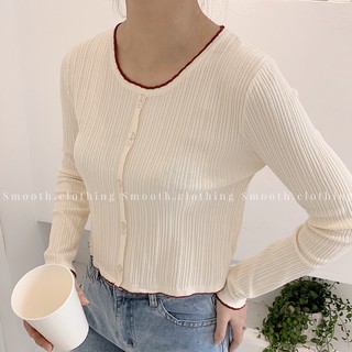 Áo len gân viền