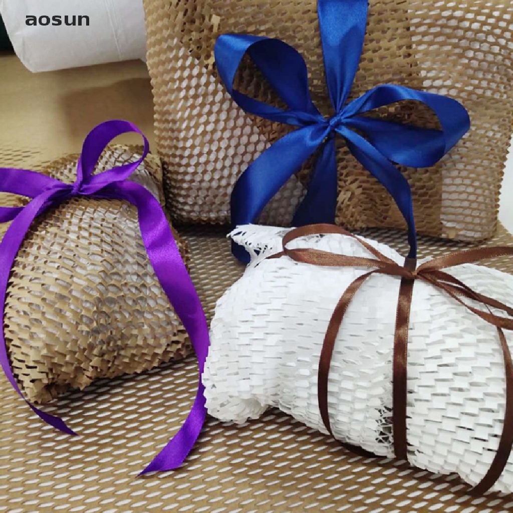 【aos】 Kraft Wrapping Paper Honeycomb Cushioning Wrap Roll Diy Decorative Gift Packing .