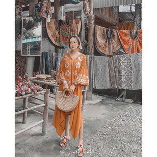 Váy cam boho thổ cẩm (có sẵn)