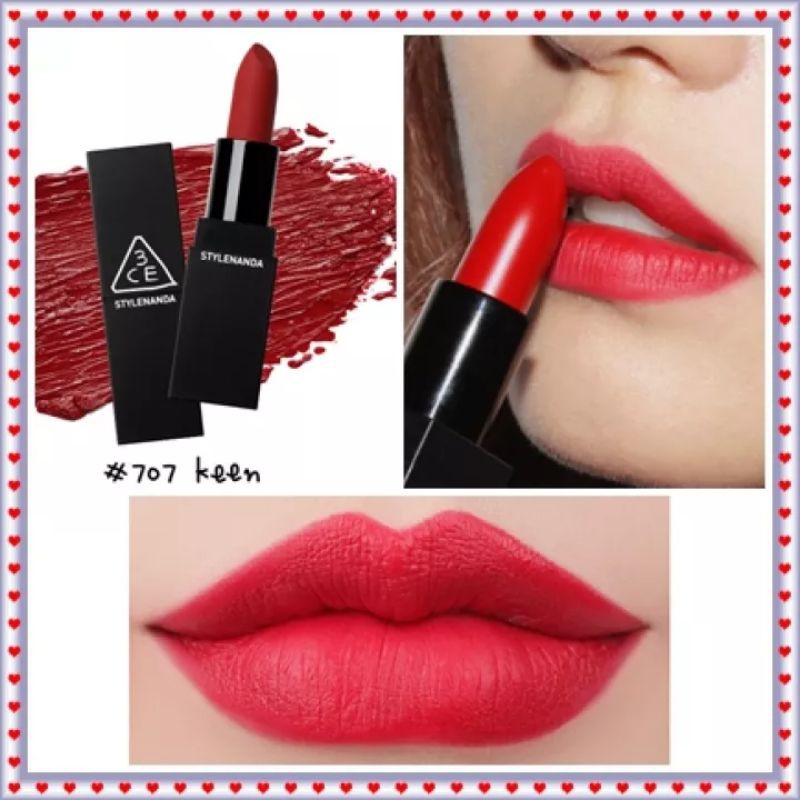 Son 3CE Dangerous Matte Lip Color #707 Keen Đỏ Trầm Ấm&lt;br&gt;