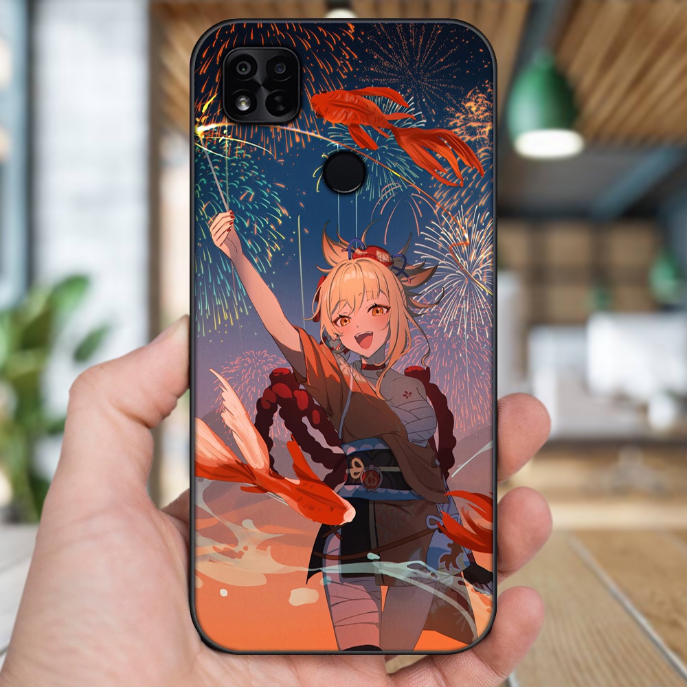 Ốp lưng Xiaomi Redmi 10A viền đen in hình Yoimiya Genshin Impact