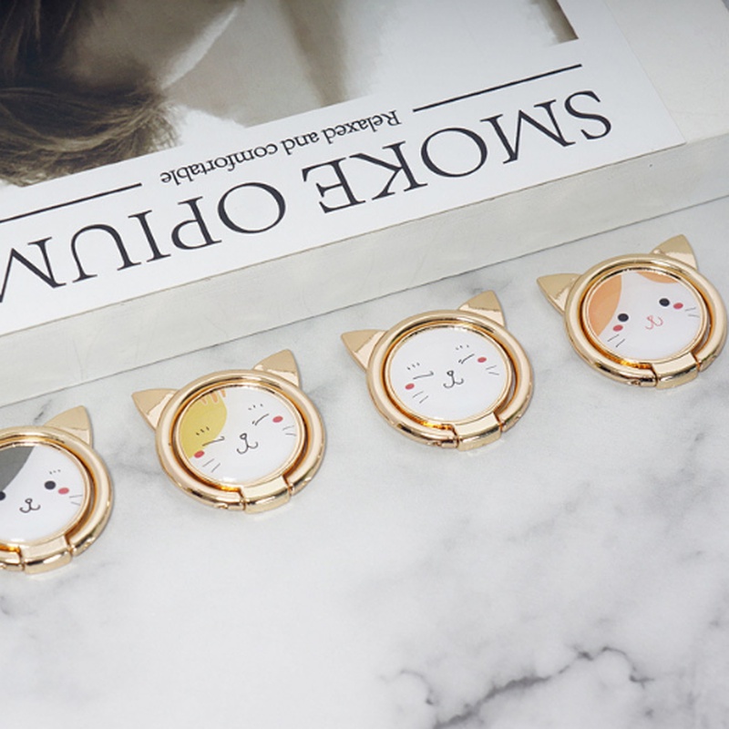 1 Nhẫn Giá Đỡ Điện Thoại Xoay 360 Độ Hình Mèo Dễ Thương° Giá Đỡ Điện Thoại Hình Tròn Chống Rơi Để Bàn Tiện Dụng