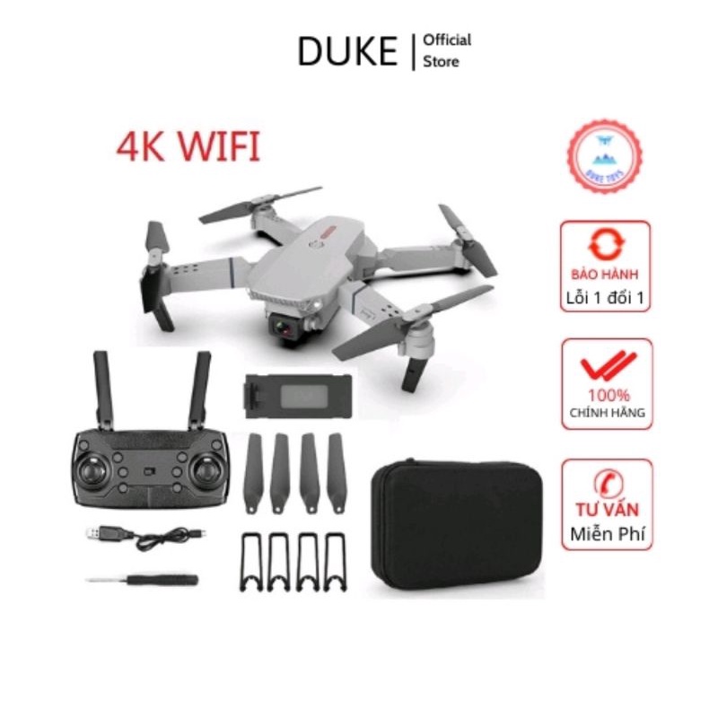 Flycam E88 pin 1800mah,máy bay điều khiển từ xa 4 cánh camera 4k siêu bền