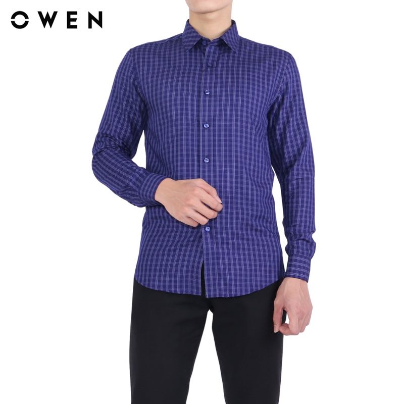 [Mã FATREND2810 giảm đến 30k tối đa 99k] Áo sơ mi Dài tay Owen Bamboo Regular Fit màu Xanh - AR22747D