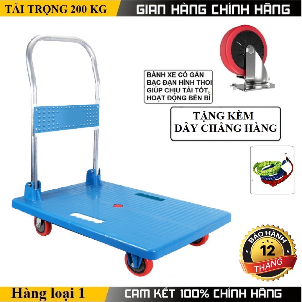 [GIÁ RẺ NHẤT] Xe đẩy hàng sàn thép 4 bánh, tải trọng 100- 200kg, txe chở hàng gấp gọn đa năng nhập khẩu