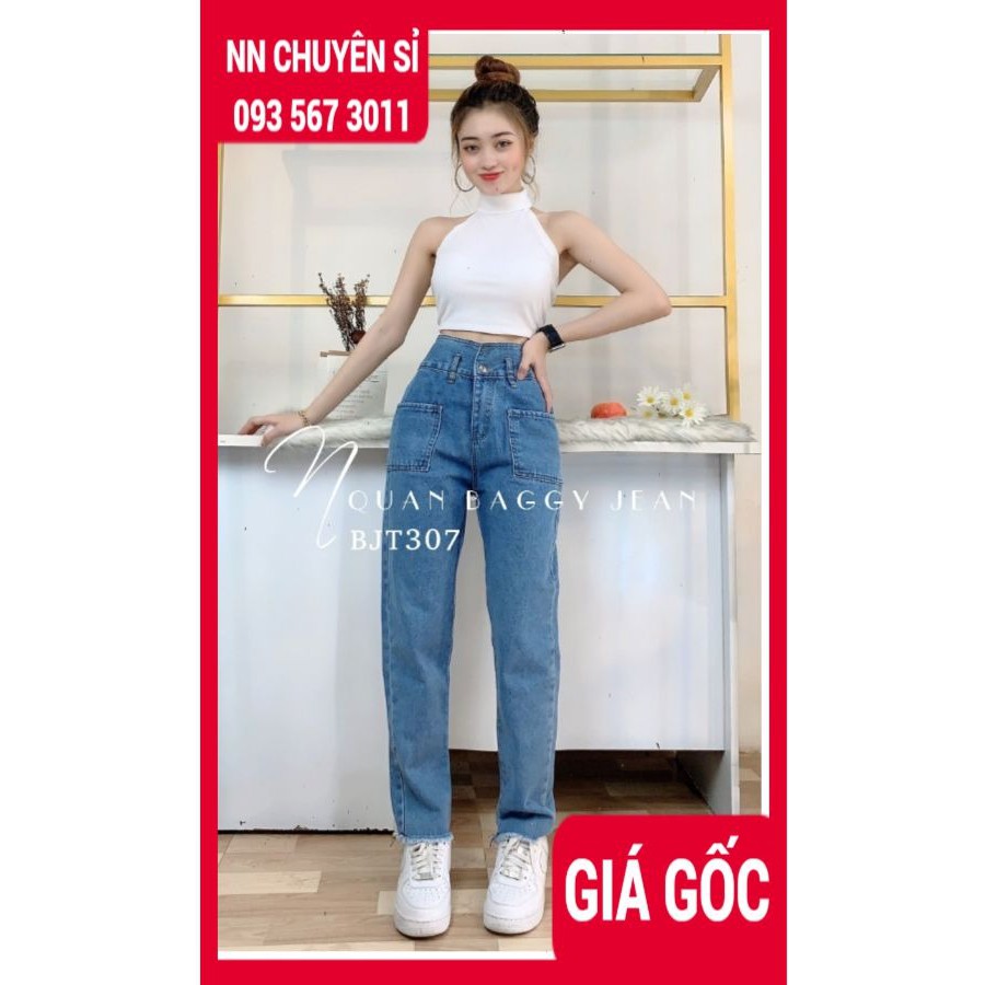 QUẦN BAGGY JEAN NỮ BJT307 HÀNG ĐẸPẢNH THẬT QUẦN BÒ LƯNG CAO  QUẦN BAGGY JEAN TÚI TO