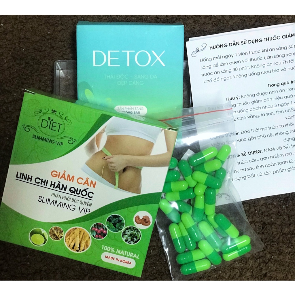 Giảm Cân Thảo Mộc Nấm Linh Chi HQ Chính Hãng [ Tặng kèm 2 hộp detox 15V]