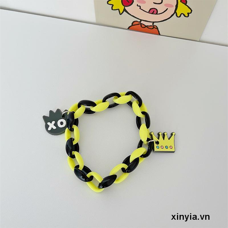Vòng Tay Màu Đen Họa Tiết Cún Hoạt Hình Dễ Thương Ngọt Ngào Phong Cách Harajuku Nhật Bản