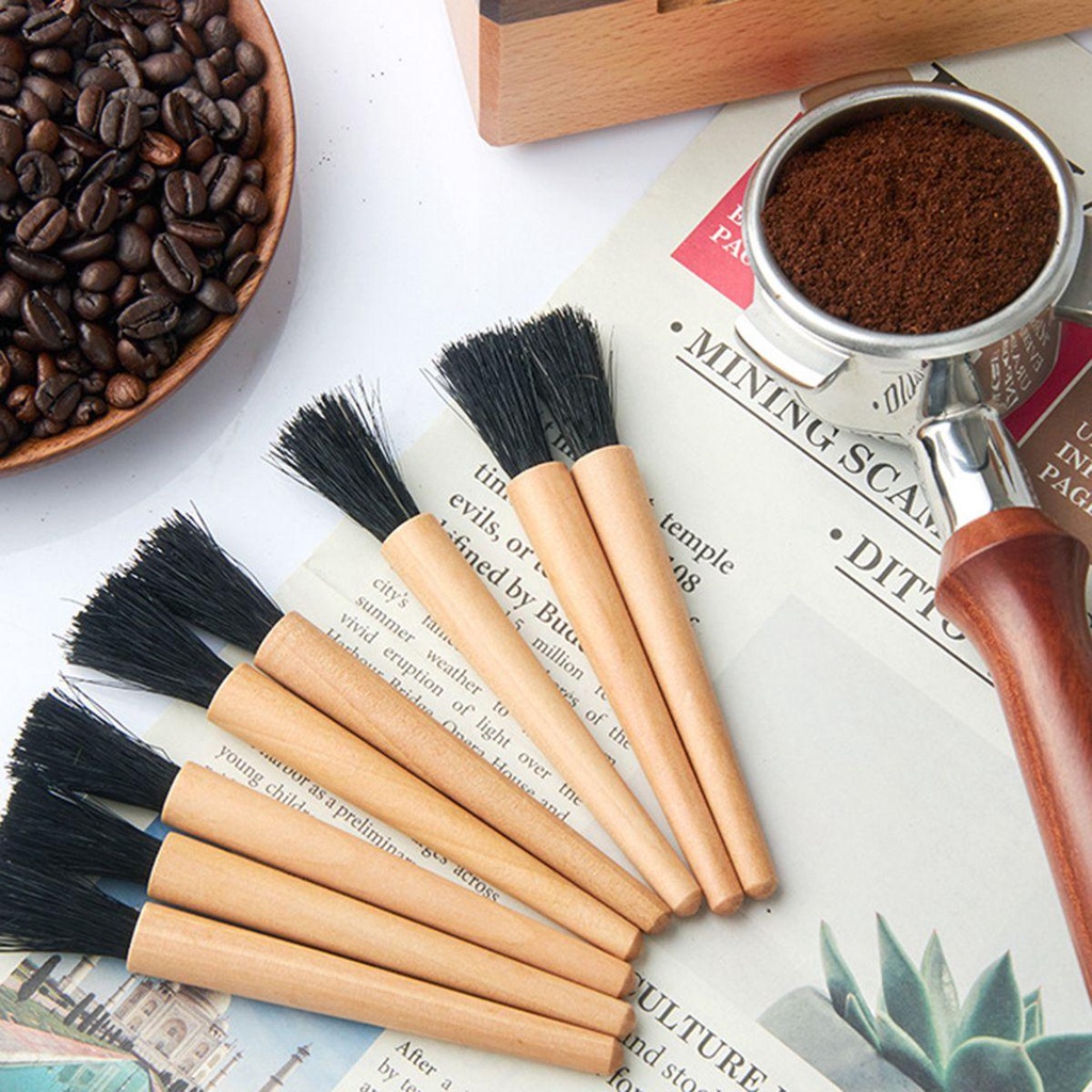 Dụng Cụ Vệ Sinh Máy Pha Cà Phê Espresso Thanh Lịch|Cọ Quét Bụi Tay Cầm Gỗ Lông Mềm Đa Năng Cho Máy Xay Cà Phê