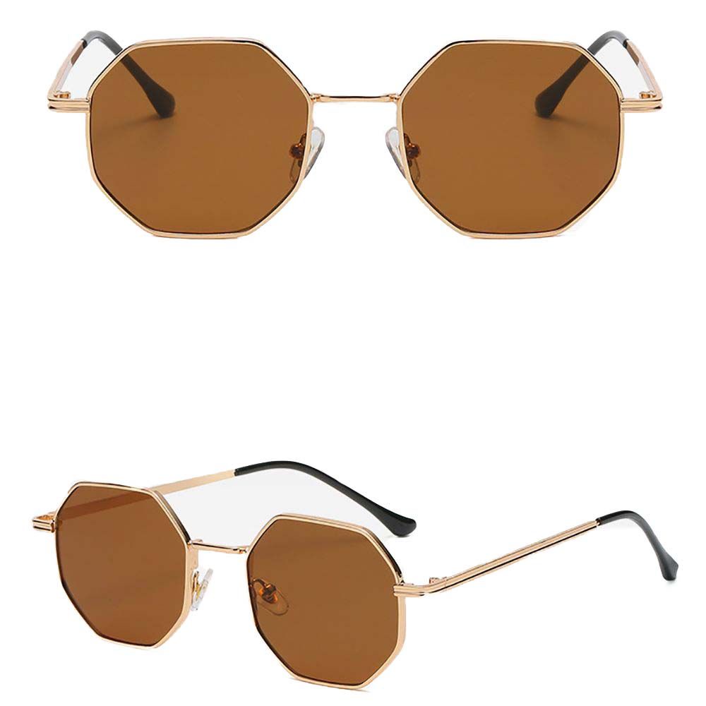 Mắt kính gọng kim loại tròng đa giác màu gradient thời trang cổ điển sang trọng cho nam và nữ