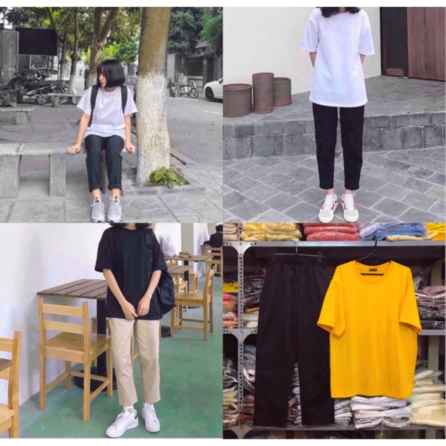 [Mã FAGREEN245 giảm 10% tối đa 30K đơn 99K] [Combo Đi Học] Set Quần Baggy + Áo Phông