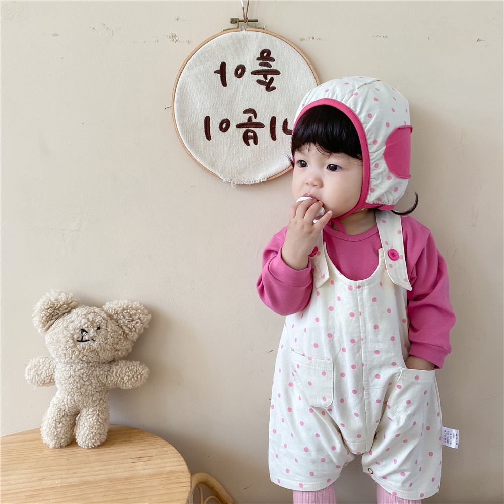 Mũ Không Tay Họa Tiết Chấm Bi Dễ Thương Thời Trang Thu Đông Cho Bé