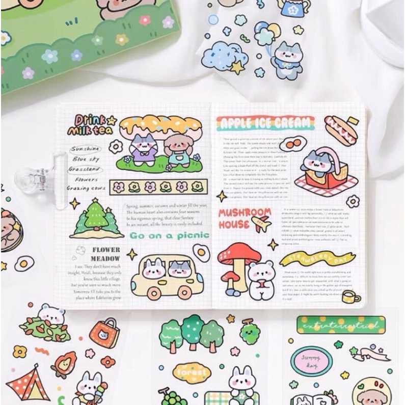 1 tấm sticker chiết lẻ từ hộp 100 tấm siêu cute 🥝🥕🍍🍞🥨☁️🌩❄️🪐⭐️🍂🍄🌷 | BigBuy360 - bigbuy360.vn