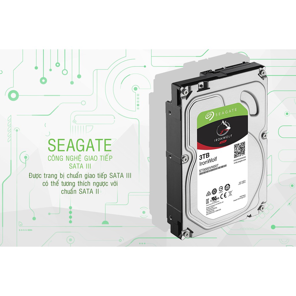 Ổ cứng HDD Seagate Ironwolf 3TB 3.5" chuyên dụng cho Nas và các thiết bị chạy 24/24