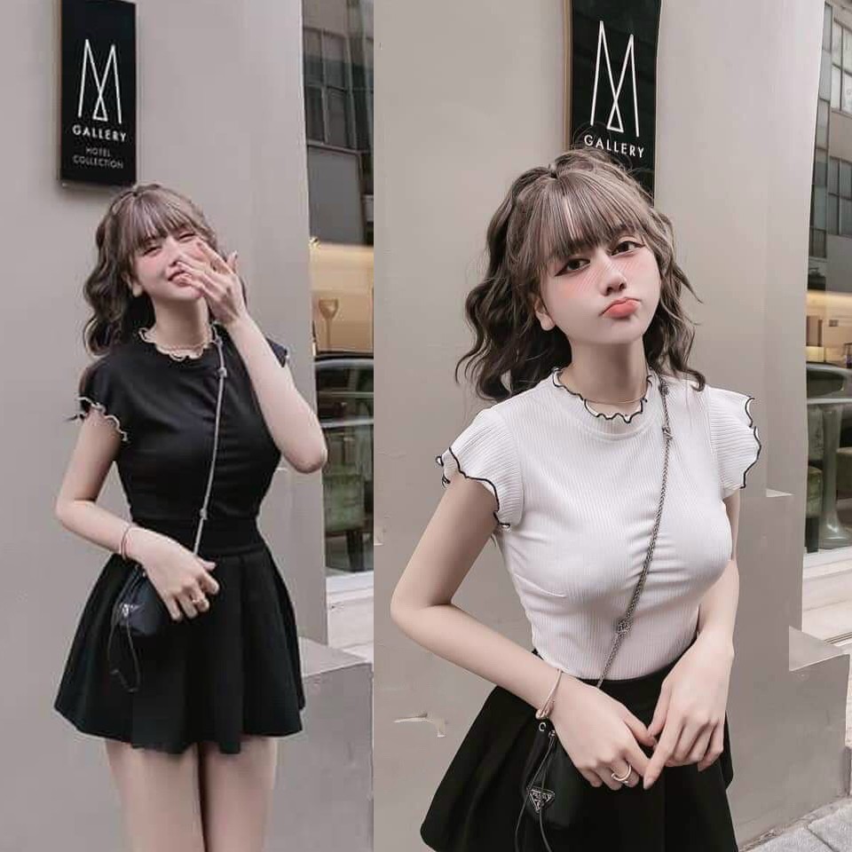 Áo thun 💕 FREESHIP 💕 Áo croptop cổ tròn cuốn biên thời trang XINSO - ATN0035
