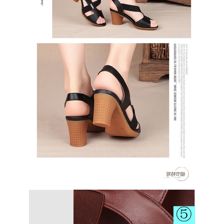 Giày Sandal Da Mềm Đế Dày Chống Trượt Thời Trang Mùa Hè 2020 Cho Phụ Nữ Trung Niên