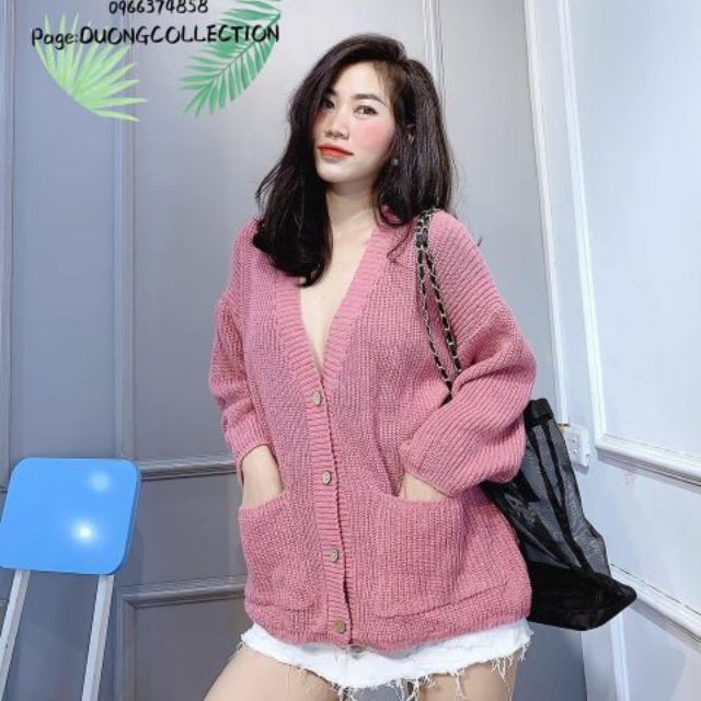 Áo khoác cardigan phối túi chất len dày [ ảnh thật ] [ quảng châu ]