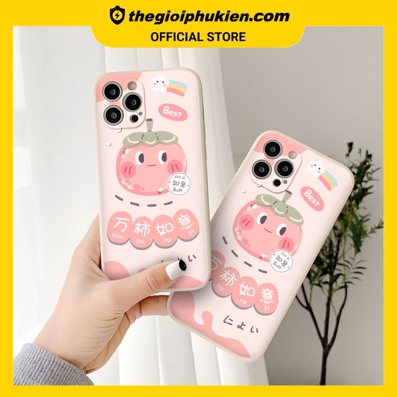 Ốp iphone - Ốp lưng iphone cạnh vuông Quả hồng đáng yêu dành cho ip 6 đến 14promax - ng217