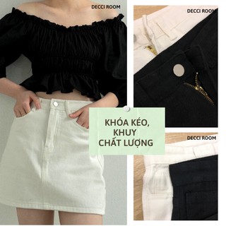 Chân váy ngắn Chữ A dáng basic kaki