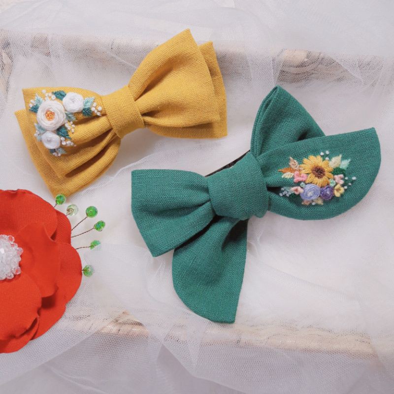 NƠ KẸP TÓC THÊU TAY HANDMADE