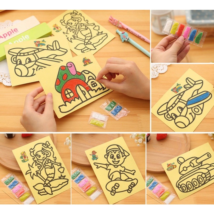 Tranh Cát 13x17cm Tự Tô Màu Cho Bé