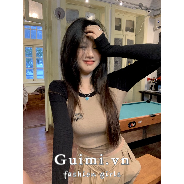 Áo Thun Tay Dài Dáng Ôm Màu Sắc Thời Trang Dành Cho Nữ