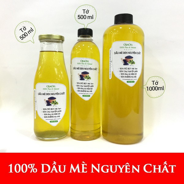 Dầu mè đen nguyên chất ép lạnh Oja loại 1, 100% ép trực tiếp từ hạt mè đen chất lượng cao, lắng cặn hữu cơ không nhiệt