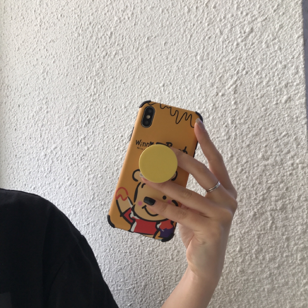 POP SOCKET Giá Đỡ Điện Thoại Có Túi Khí Chống Rơi Màu Trơn Phong Cách Hàn Quốc