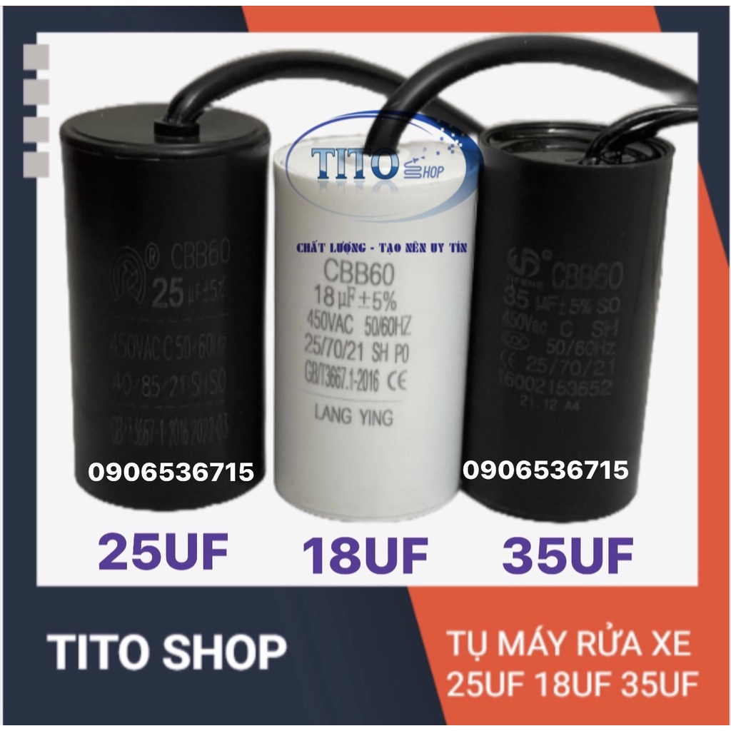 Tụ 18UF 25UF 35UF phụ kiện thay thế cho các dòng máy rửa xe bị hỏng