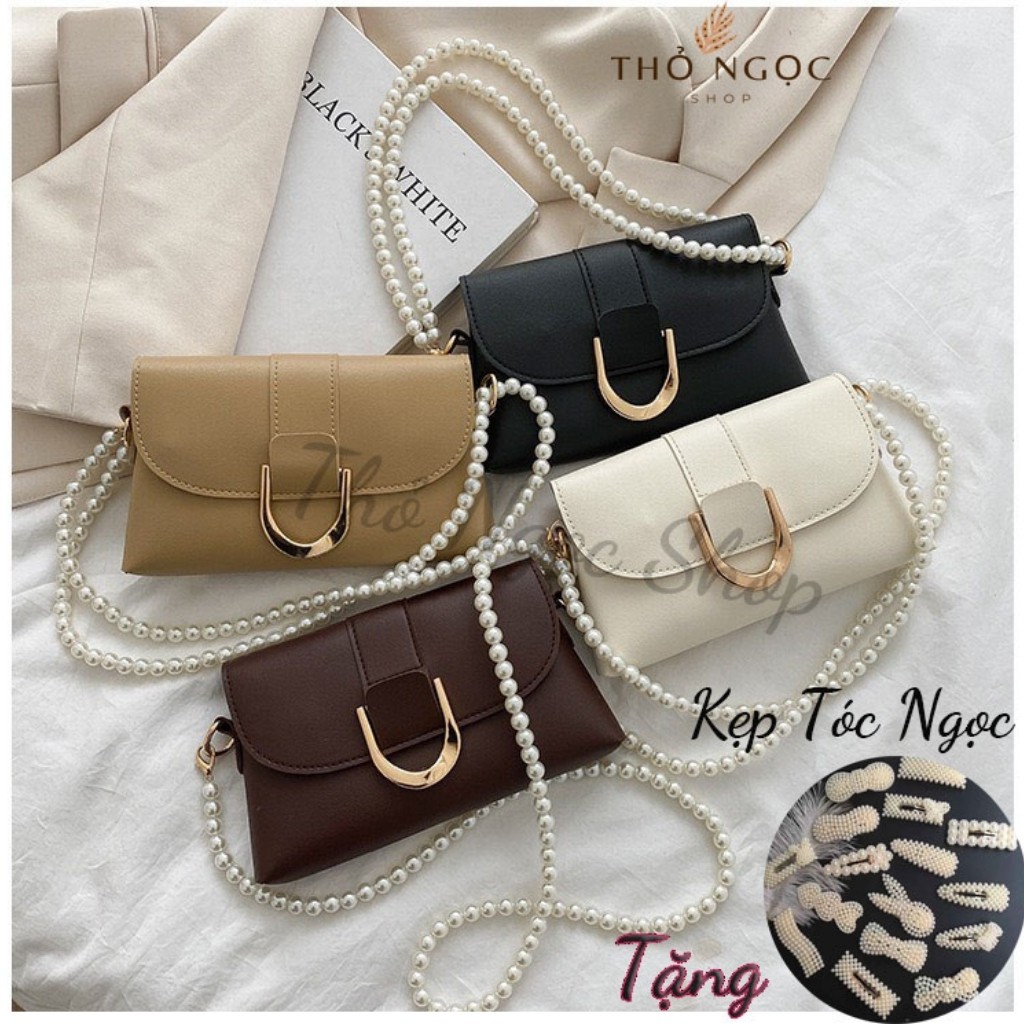 [Mã SKAMSALE06 giảm 10% tối đa 100K đơn 150K] Túi Đeo Chéo Nữ ❤FreeShip❤ Túi Xách Nữ Đeo Chéo Dây Ngọc Chất Da Trơn 21