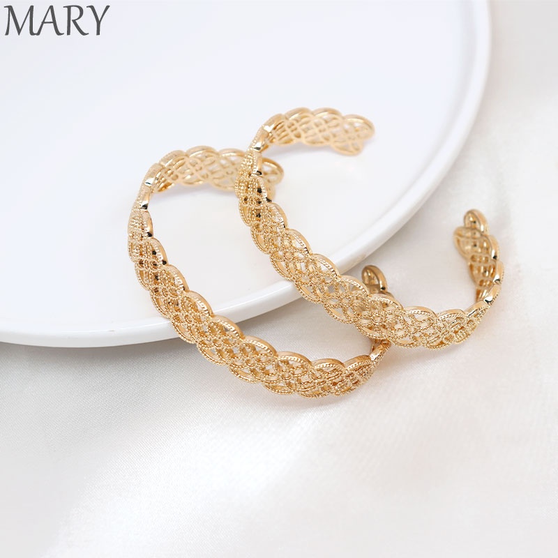 Vòng Tay Mặt Bán Nguyệt Rỗng Bằng Đồng 14K Phong Cách Hoàng Gia diy