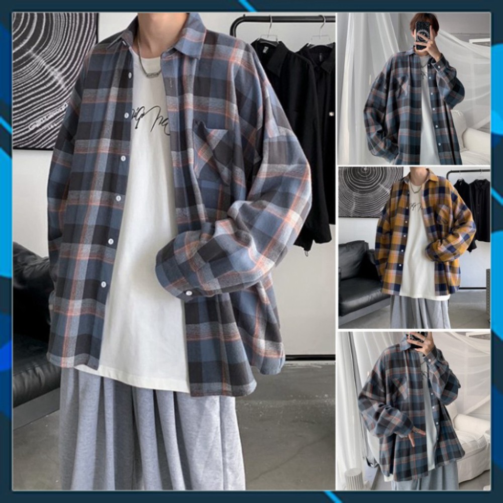 Áo Sơ Mi Caro Oversize Chất Đẹp Siêu Hot🍁 Sơ mi Caro Unisex nam nữ đều mặc được