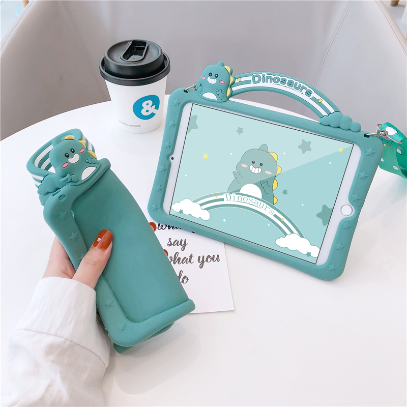 Ốp silicone in hình khủng long có dây cho ipad Mini 1 2 3 4 5/2 3 4 6 5 Air 1 2 3 17/18 Pro9.7" 10.5" 11" 10.5" 7 10.2" | BigBuy360 - bigbuy360.vn