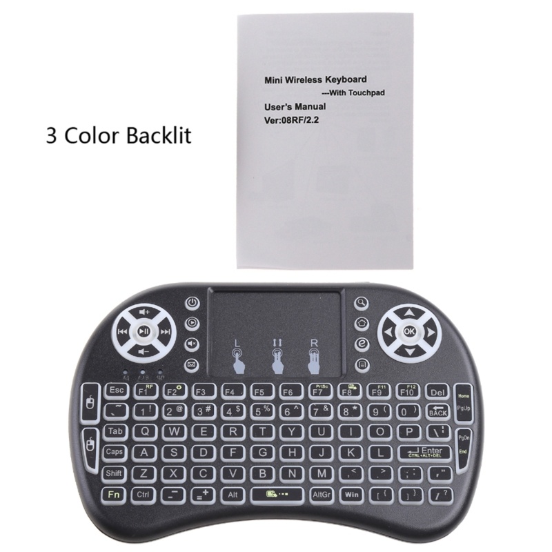 WU 2.4G Wireless i8 Keyboard Touchpad Fly Air Mouse For Androids TV English Keypad