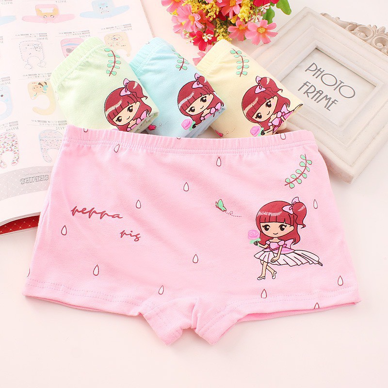 (3014)  sét 4  chiếc quần lót vải cotton in hình hoạt hình dễ thương cho bé gái