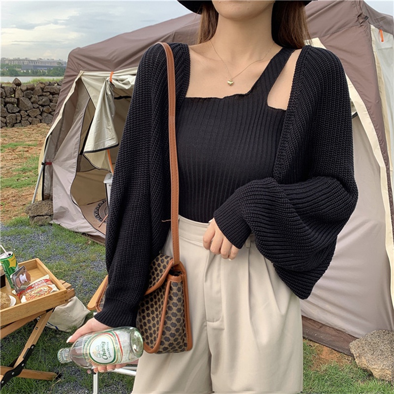 IELGY  Áo Khoác cardigan Dệt Kim Chống Nắng Dáng Ngắn Dễ Phối Đồ Cho Nữ