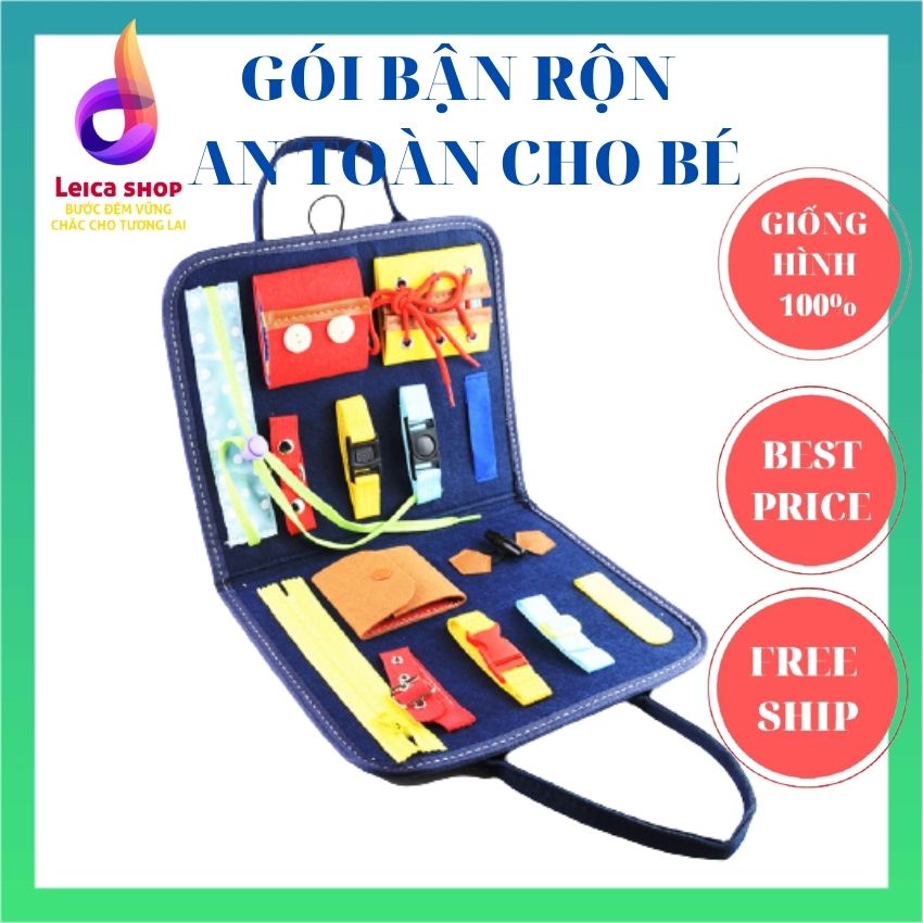 Bảng bận rộn cho bé bằng vải nỉ, giúp bé phát triển vận động tinh, kỹ năng và các giác quan, cho bé 1-3 tuổi, Leicashop