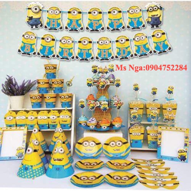 Set đồ trang trí sinh nhật minion(72 món)