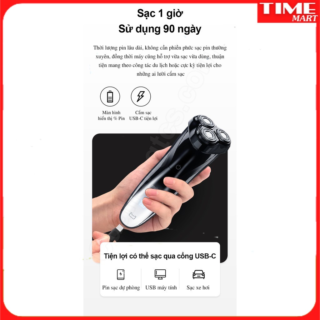 [CHÍNH HÃNG] Máy cạo râu Enchen BlackStone 3 Xiaomi .độ bền đảm bảo [TIME_MART siêu thị tiện ích gia đình]