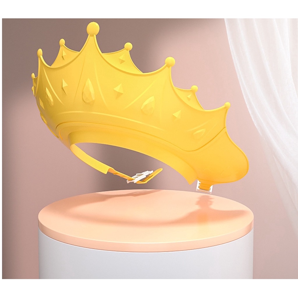 Mũ gội đầu chắn nước bảo vệ tai và mắt hình vương miện, nón tắm có thể điều chỉnh vòng đầu, chất liệu PP + TPE cao cấp