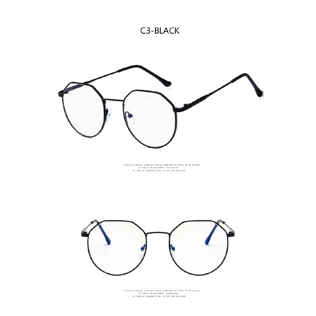 Kính cận gọng kim loại không đồng đều thời trang retro Hàn Quốc