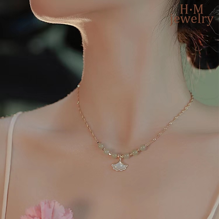 Vòng cổ Mặt Vỏ Sò Trắng Ngọc Bích Sansheng Aitian