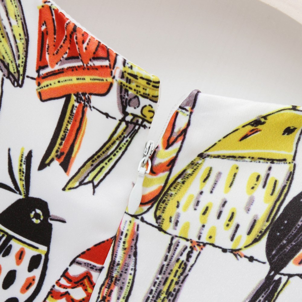 Đầm Sanlutoz dài tay in họa tiết chim hoạt hình đáng yêu cho bé gái