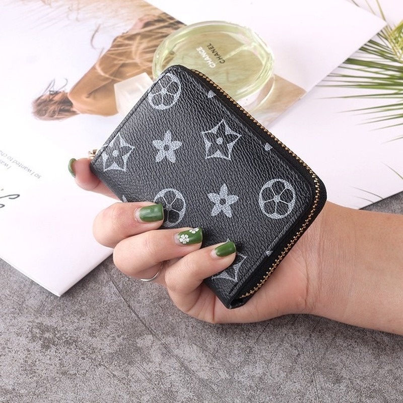 Ví Ngắn Đựng Tiền Xu / Thẻ Có Khóa Kéo In Họa Tiết Đơn Giản Xinh Xắn Ốp