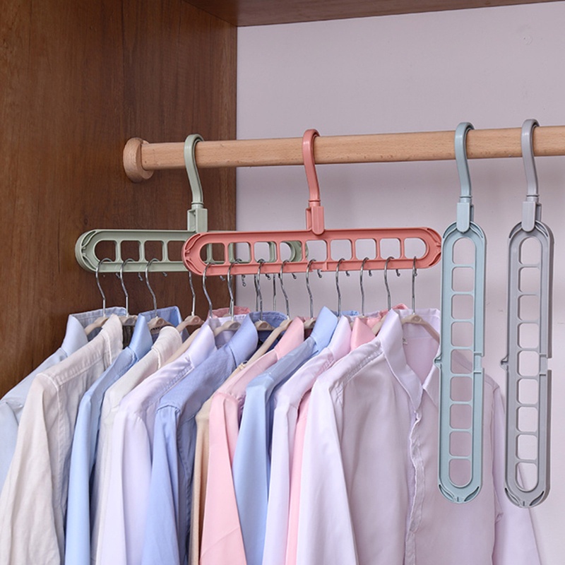 Bộ 6 Móc Treo Quần Áo 9 Lỗ Tiết Kiệm Không Gian Tiện Dụng Cho Phòng Ngủ / Ký Túc Xá